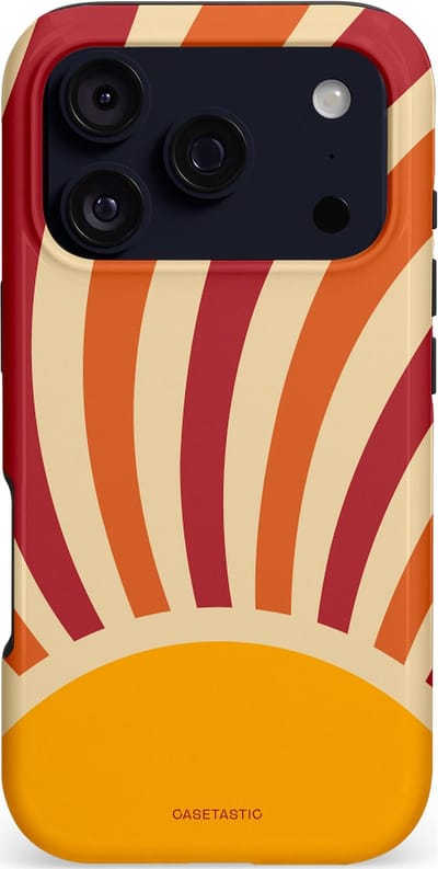 Casetastic hoesje geschikt voor Apple iPhone 17 Pro - MagSafe - Dubbellaagse bescherming - Retro zomer - Fashion Case - Beige Terracotta Okergeel Bordeaux