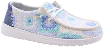 HEYDUDE - Wendy Cottage Crochet Dames Instappers Bay Blue/Multi - Maat 37