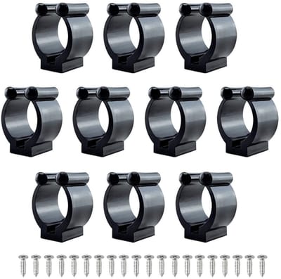 Dailygoods- Vishengelhouder 10 Stuks - Wandopbergklemmen - Organizer voor Tanghouder - Binnendiameter 17 mm - Kunststof - Duurzaam Materiaal - Hengelopberger