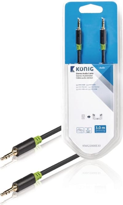 Stereo audiokabel 3,5 mm male - male 3,00 m grijs