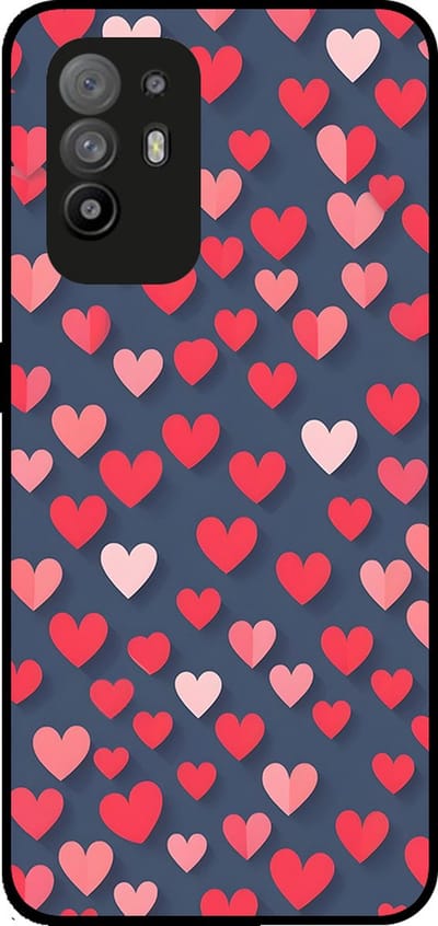 Smartphonica Telefoonhoesje Geschikt voor Oppo Reno 5Z met Roze en Rode Hartjes Opdruk - TPU Backcover Case With Rosé and Red Heart Design geschikt voor Oppo Reno5 Z