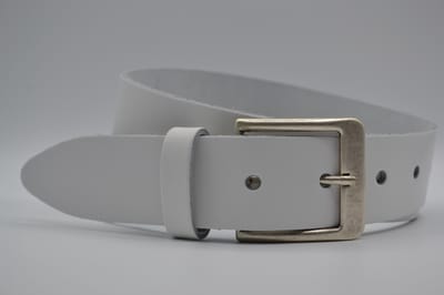 4cm brede witte echt lederen jeans riem maat 85