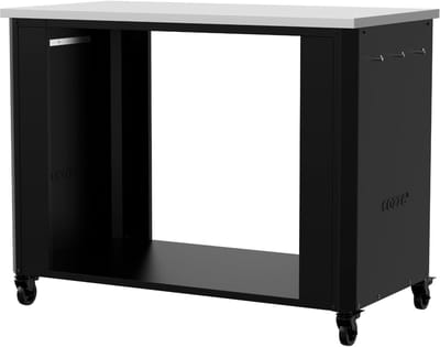 Outdoor Keukentafel - Buitenkeuken Tafel - Buiten Koken - Met Roestvrijstalen Werkblad - 119 x 60 x 90 cm - Zwart
