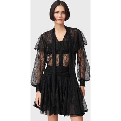 AllSaints Athena Lace Shirt Black Taglia: 2 | Magliette intime Outlet | Donna | Nero