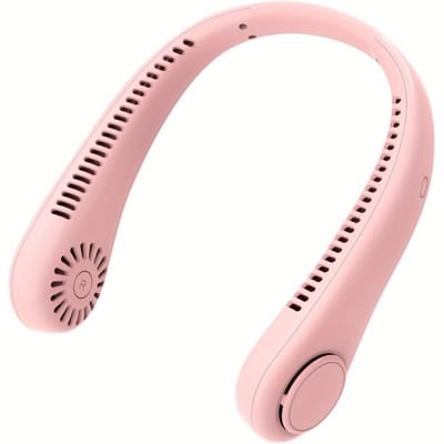 Draagbare Outdoor Sport mini Luchtkoeling kleine nek Ventilator USB Grote Wind Powered Draadloze Bladloze nek Ventilator roze