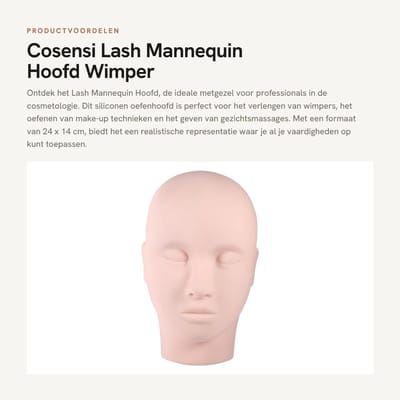 Dailygoods- Mannequin Hoofd Siliconen - Oefenhoofd Make-up - Paspop Hoofd - Wimper Extensions - Gezichtsmassage - Artikelgrootte 24 x 14 cm - Etalagepop