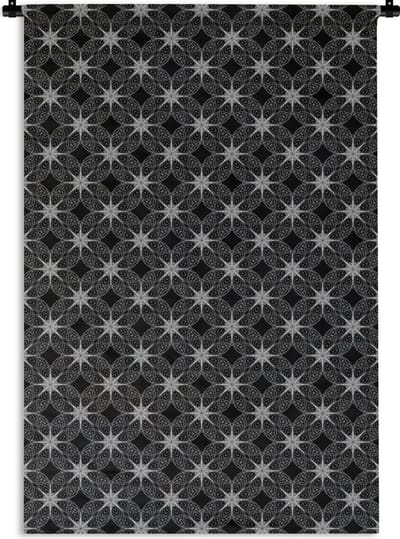 Wandkleed - Wanddoek - Kompas - Patronen - Zwart Wit - 120x180 cm - Wandtapijt