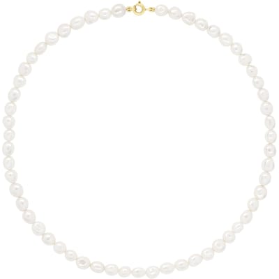 Gouden Ketting - Rij van Echte Zoetwaterparels Barok 6-7 mm