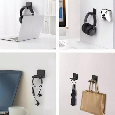 Koptelefoonhanger Wandmontage, Haarband Haar Touw Hoed Transparante Beugel, Koptelefoonhaak Onder De Tafel 1pc zwart