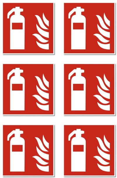 Brandblusser Veiligheidssignalering Stickers - F001 Pictogram - DIN EN ISO 7010 Markeringstekens (5 cm, 6 stuks)