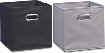 Set van 4x stuks opbergmanden/kastmanden 32 x 32 cm zwart en grijs - Van beide kleuren 2x stuks