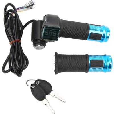 1 Paire Poignées Accélérateur pour Trottinettes Électriques Poignée Accélérateur Numérique Contrôlée en Vitesse avec Blocage pour Véhicule Électrique 12V‑99V Blue black