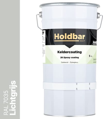 Holdbar Keldercoating Lichtgrijs (RAL 7035) 5 kg - Kelder waterdicht maken - Alle Kleuren - Kelder Epoxy - Krasvast - Eenvoudig reinigbaar - Vochtregulerend - 2 Componenten