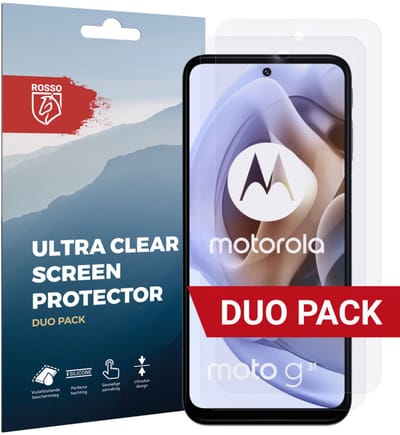 Rosso Screen Protector Ultra Clear Duo Pack Geschikt voor Motorola Moto G31 / G41 | TPU Folie | Case Friendly | 2 Stuks
