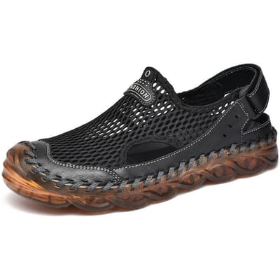 Zomer Nieuwe Mannen Handgemaakte Mesh Sandalen Klassieke Zwarte Strandsandalen Mode Casual Sport Buiten Schoenen Grote Maat 40