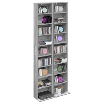 vidaXL - CD - Kast - 2 - st - Grijs - Sonoma - 33 - x - 23,5 - x - 175 - cm - Bewerkt - hout
