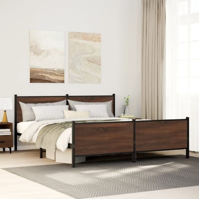 vidaXL - Bedframe - zonder - matras - metaal - bruin - eikenkleurig - 200x200 - cm
