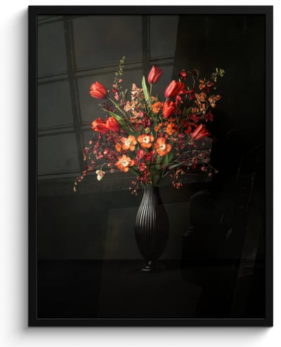 Poster in lijst - Fotolijst 50x70 cm - Posters - Bloemen - Takken - Boeket - Posterlijst zwart - Decoratie - Wanddecoratie woonkamer - Muurdecoratie slaapkamer