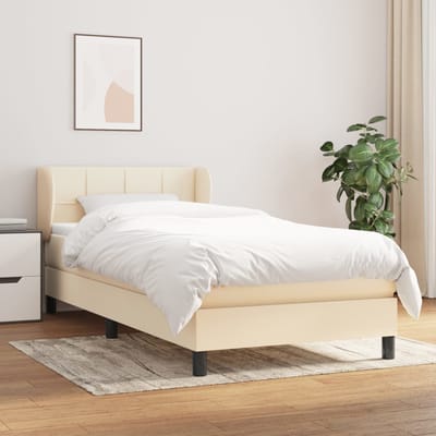 vidaXL - Boxspring - met - matras - stof - crèmekleurig - 80x200 - cm