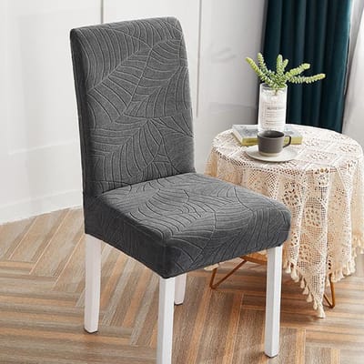 Waterdichte Stoelhoezen Voor Eetkamer Dikke Stof Jacquard Stoelhoes Beschermer Wasbaar Banket Stoelhoes Voor Hotel 1-Pcs donkergrijze kleur