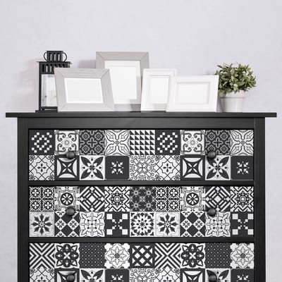 Meubeldecoratiestickers - Zelfklevende stickers voor keuken en woonkamer - 30 ORIA Cementtegel meubelstickers - 30 stickers 20x20cm