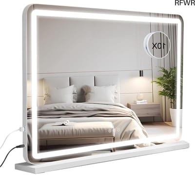 Make-up Spiegel met LED Lampen 80x57 cm, Dimbaar, 3 Verlichtingsmodi, Geheugenfunctie, USB Oplader en Touch Control