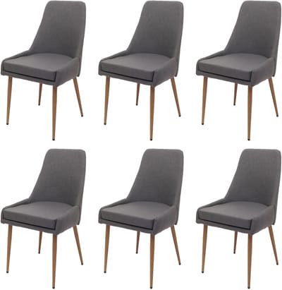 Set van 6 eetkamerstoel MCW-O27, keukenstoel gestoffeerde stoel, stof/textiel (280g/m²) metaal ~ donkergrijs