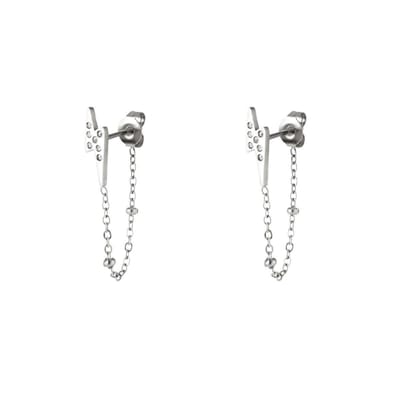 Yehwang - Bliksemschicht oorbellen met zirkonen - Zilverkleurig - Oorbellen - Earring