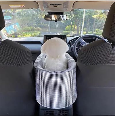 Hondenverhoger voor stoel - Reismand puppy - Veilig reizen hond - Zacht en comfortabel - 45x24x20 cm - Plaid donkerblauw