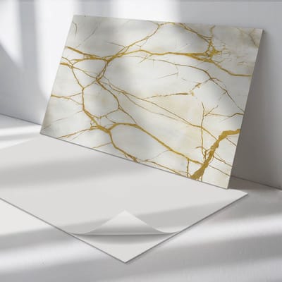 Wallfluent Vinyl Wandpaneel - Elegant geaderd marmer Vinyl Wandbekleding - 100 cm x 50 cm - Wit PVC wandpaneel - Verpakking van 1 stuk - Rechthoekig Wandbekleding Vinyl - Texturen Wandpaneel - Zelfklevend Muurpaneel - Wandpaneel Keuken en Badkamer