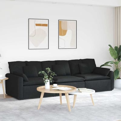 vidaXL - Modulaire - bank - met - kussens - zwart