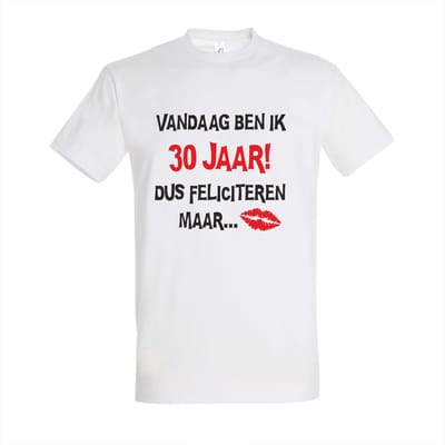 30 Jaar Verjaardag Shirt – Vandaag ben ik 30 jaar dus feliciteren maar – Wit – Maat 3XL – Cadeau 30 Jaar