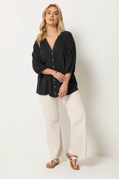 Yours Zwarte Chambray Blouse Size 42