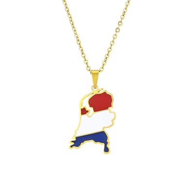 Orivelle - Ketting - Nederland Kaart Ketting - Holland – Ik hou van Nederland - Gold Plated