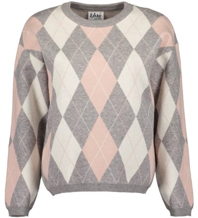 Blue Seven - Trui 248117 grijs/roze print ronde hals - maat 36