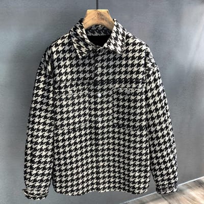 Retro Pepita Shirtjack voor Heren Nieuw Casual Reversjas 2XL black