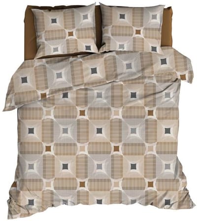 Romanette Kwadro Dekbedovertrek - Tweepersoons - 200x200/220 cm - Beige