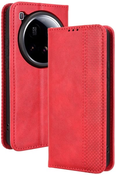 Coverup Hoesje - Geschikt voor Xiaomi 15 Ultra Hoesje - Coverup Vintage Style Book Case - Rood