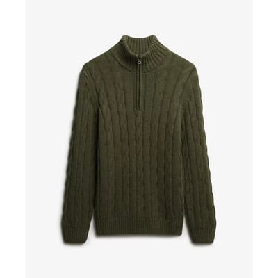 Superdry - Jacob Kabelgebreide Trui Met Halve Rits - Heren - Sweaters