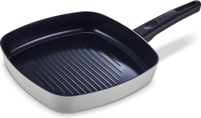Brabantia INDU+ Grillpan - Ø 26cm - Keramische Antiaanbaklaag - Geschikt voor Inductie - 100% PFAS Vrij - Grijs