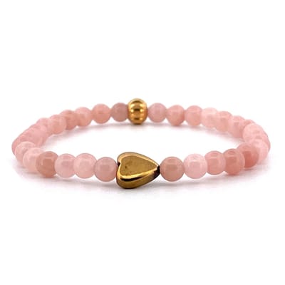 Heaven Eleven KIDS - meisjes - armband - edelsteen - sunstone - 4mm - Goud - pyrite - hart