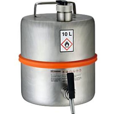 Brandveilige staande vaten, van rvs, aftapkraan, 10 l, ø 260 x H 350 mm