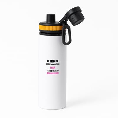 Hacebo® - ik heb de meest geweldige oma van wereld (klopt, deze mok heb ik van haar) waterfles met draaidop oranje - de meest geweldigste oma - verjaardagscadeau - verjaardag - cadeau - cadeautje voor oma - water fles - 850ML