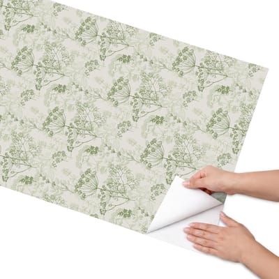 Coloray Meubel Wrap Folie - Groente Meubelfolie - 65x130 cm - Wrapfolie Keuken Botanisch werk - Decoratiefolie - Scandinavisch Meubelfolie - Meubel Wrap Folie - Woonkamer decoratie - Bloemen en planten