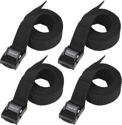 Spanbanden met gespen - Bevestigingsbanden lading - Bagage vastzetten - Verstelbare cam-gespen - 4 stuks 61 cm - Zwart