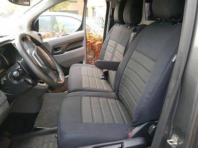 Pasvorm stoelhoezen Citroen Jumpy 2016-heden (geschikt voor stoel en duobank zonder split in zitting) - Stof zwart