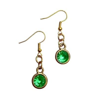 2 Love it Bling - Oorbellen - Lengte 4 cm - Stainless steel - Groen - Goudkleurig