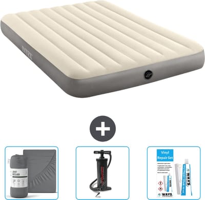 Intex Luchtbed - 2-Persoons - 152 x 203 x 25 cm - Beige - Inclusief Hoeslaken - Pomp en Reparatieset