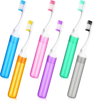 Reistandenborstels Set - Inklapbare Borstels - Hygiëne Onderweg - Compact Opvouwbaar - 6 Stuks - Zes Kleuren