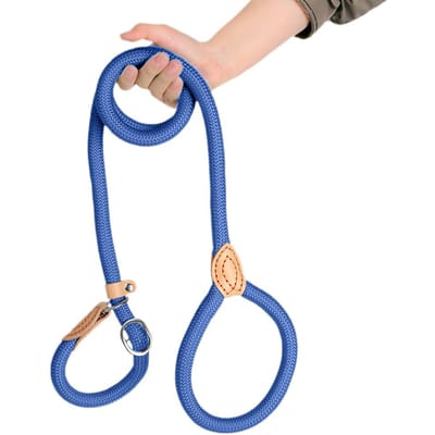 Nieuwe Hondenhalsband Slip Touw Lijn Lijn Zwaar Gevlochten Touw Verstelbare Lus Halsband Trainingslijnen Voor Kleine Middelgrote Honden (Blue,0.6cmx150cm)